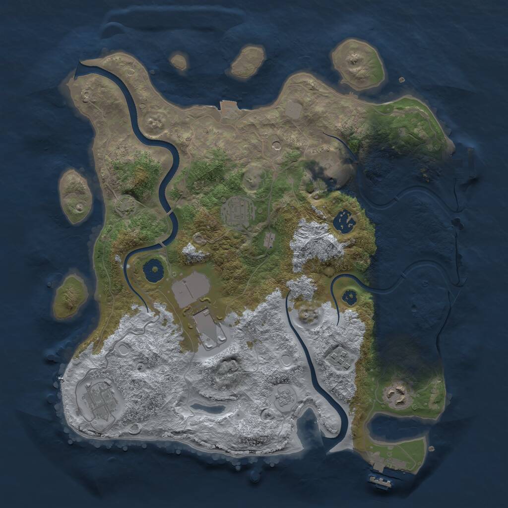 Rust Map: Procedural Map, Size: 3500, Seed: 71449175, 13 Monuments