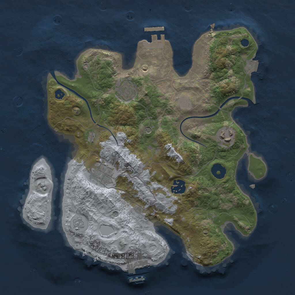 Rust Map: Procedural Map, Size: 3000, Seed: 52307242, 9 Monuments
