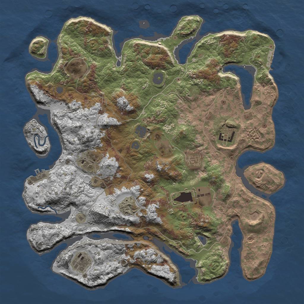 Rust Map: Procedural Map, Size: 4000, Seed: 19821125, 16 Monuments