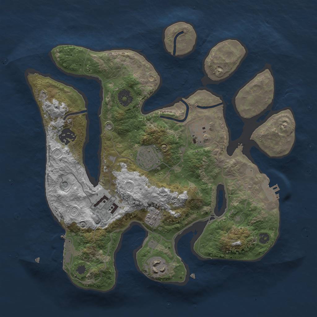 Rust Map: Procedural Map, Size: 3000, Seed: 599332535, 14 Monuments