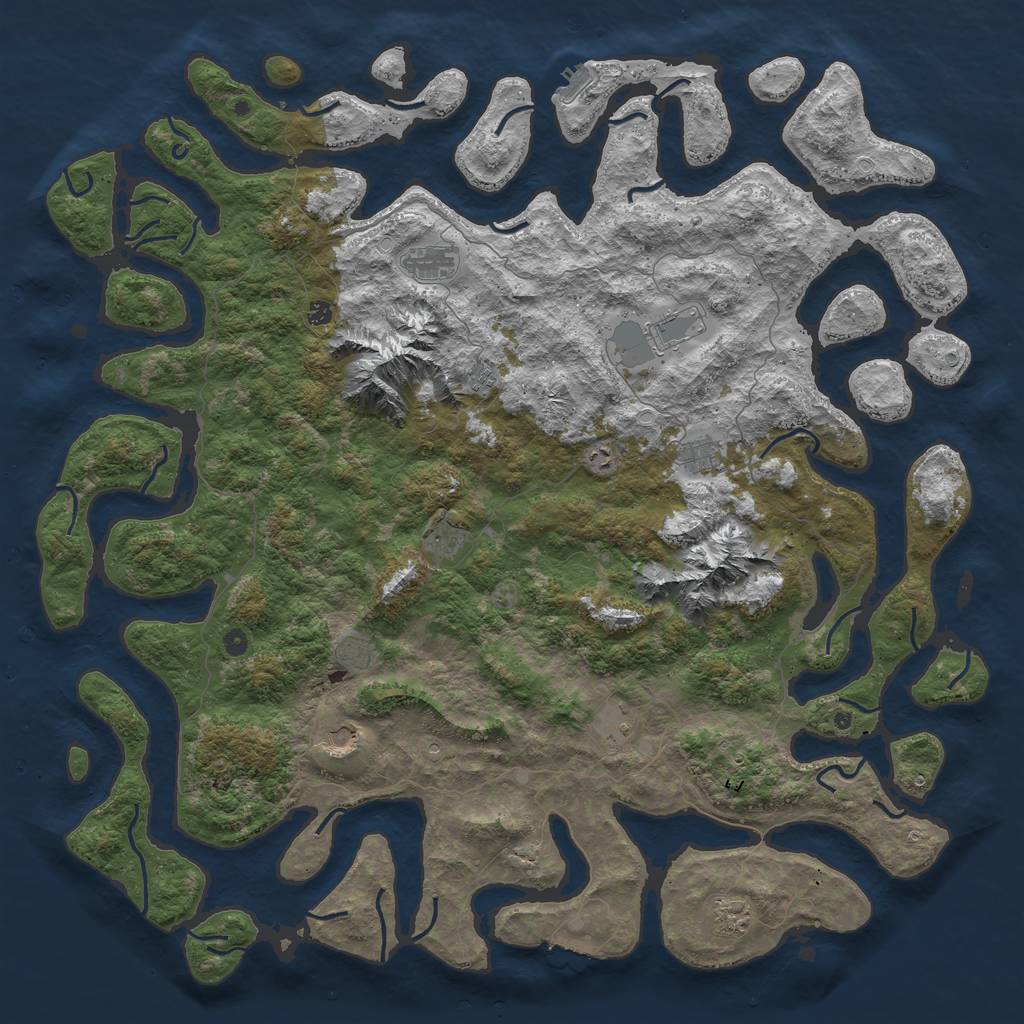 Rust Map: Procedural Map, Size: 6000, Seed: 12312, 22 Monuments