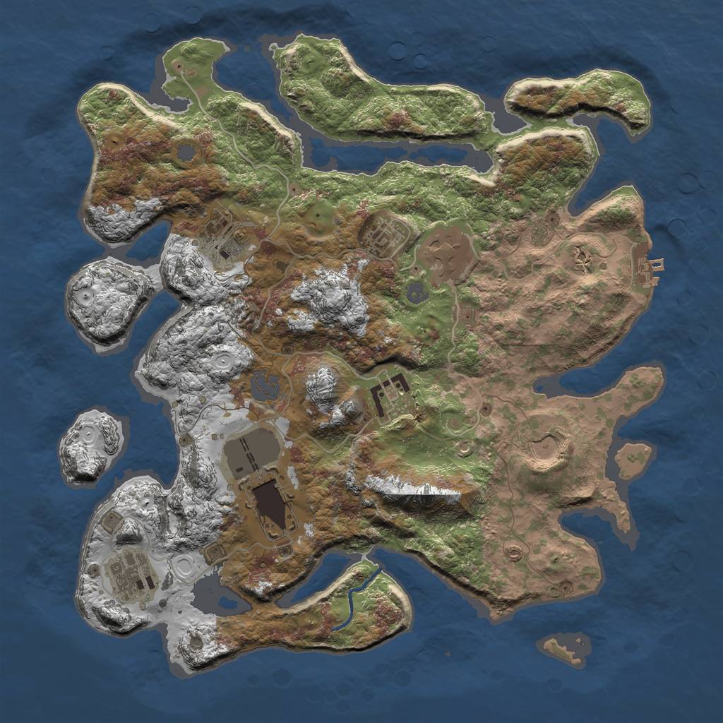 Rust Map: Procedural Map, Size: 3500, Seed: 1600784647, 13 Monuments