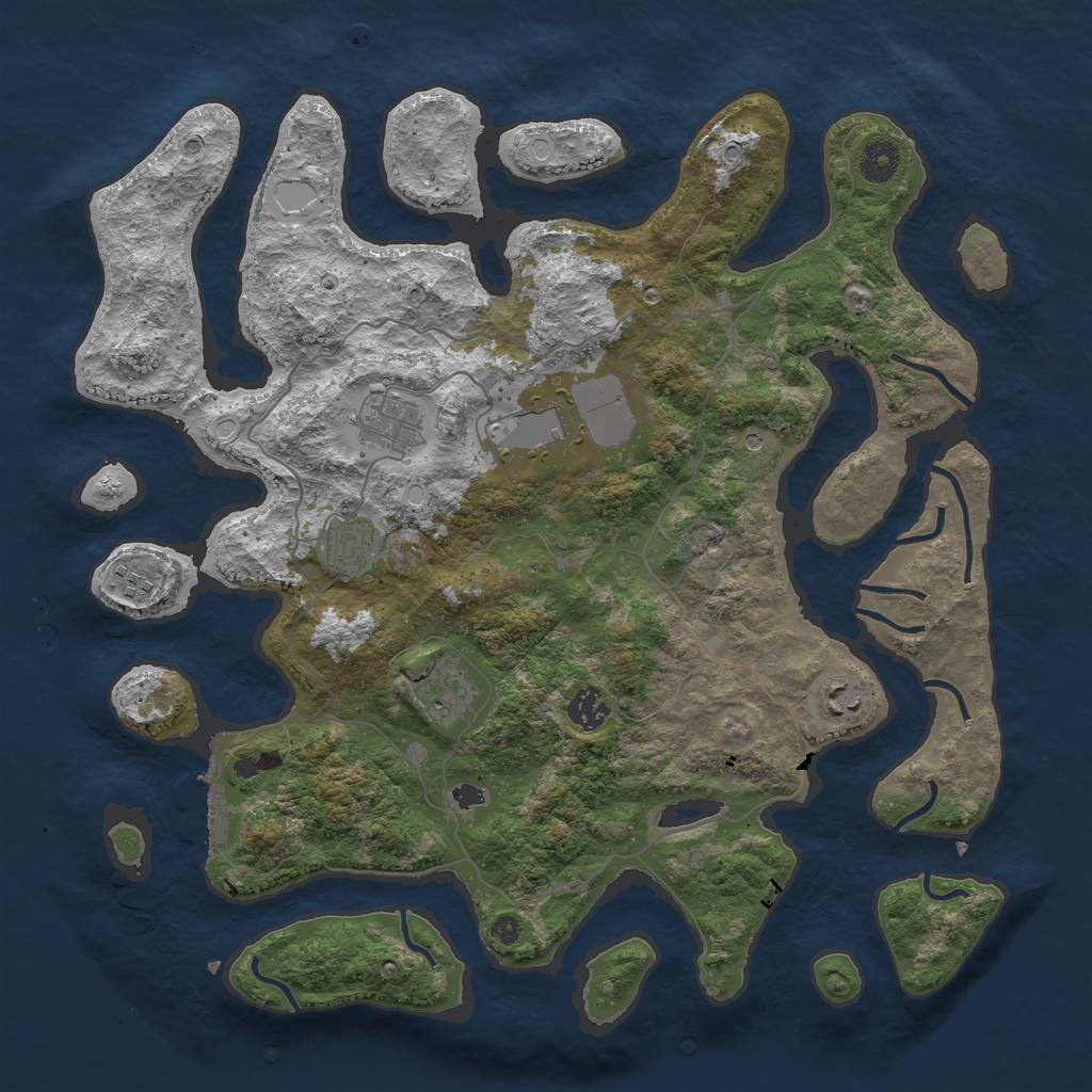 Rust Map: Procedural Map, Size: 4000, Seed: 105270806, 14 Monuments