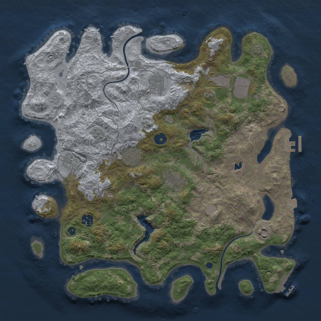 Rust Map: Procedural Map, Size: 4000, Seed: 105270806, 14 Monuments