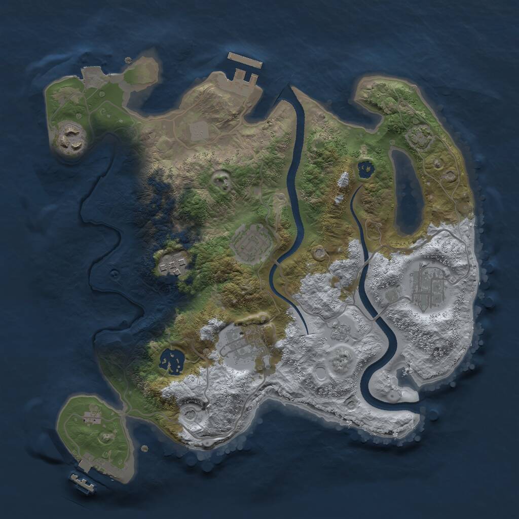 Rust Map: Procedural Map, Size: 3000, Seed: 14800, 12 Monuments