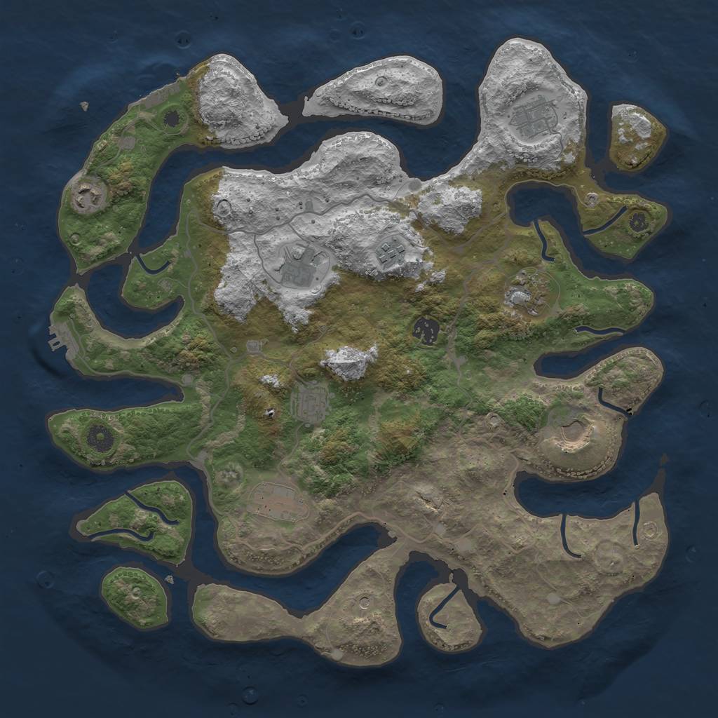 Rust Map: Procedural Map, Size: 4000, Seed: 180444794, 14 Monuments