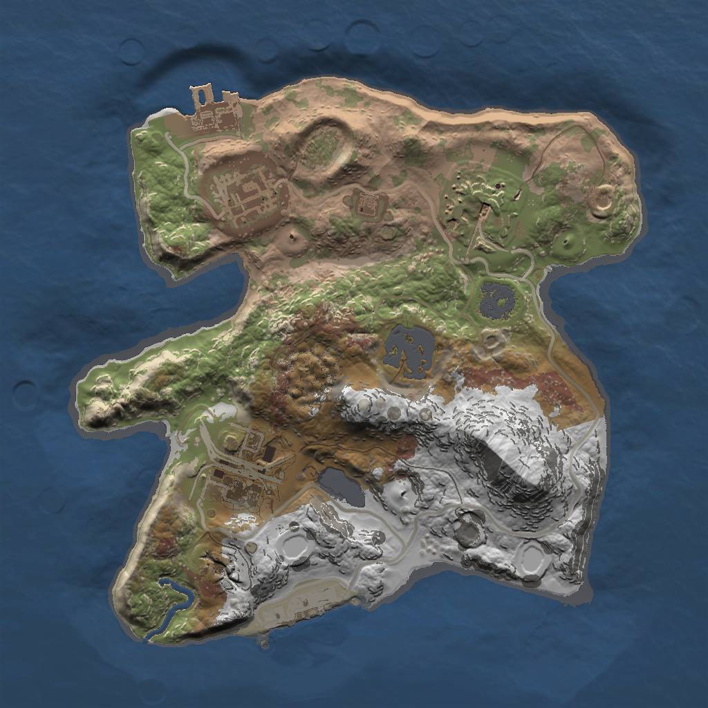 Rust Map: Procedural Map, Size: 2000, Seed: 461528405, 10 Monuments