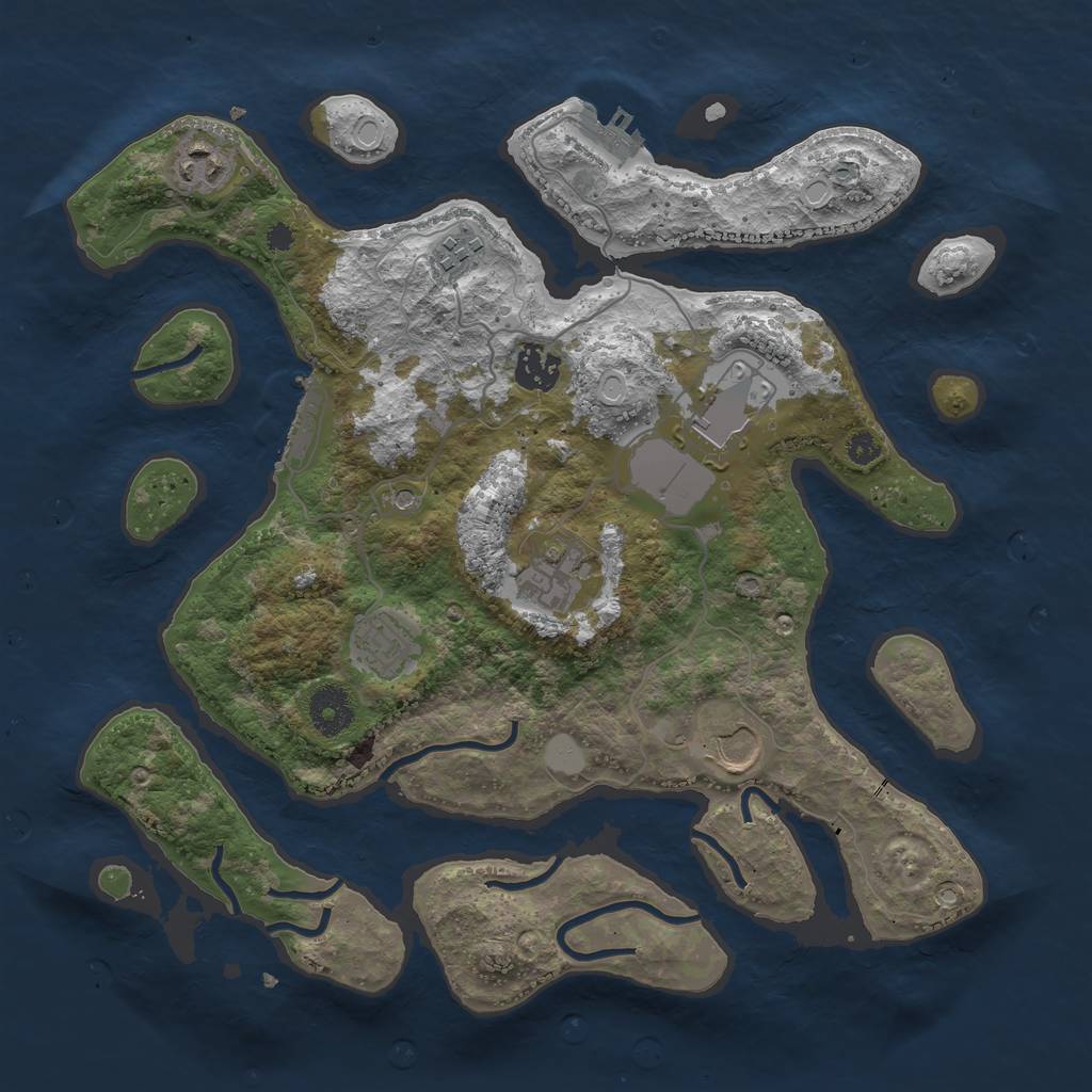 Rust Map: Procedural Map, Size: 3500, Seed: 2086777477, 15 Monuments