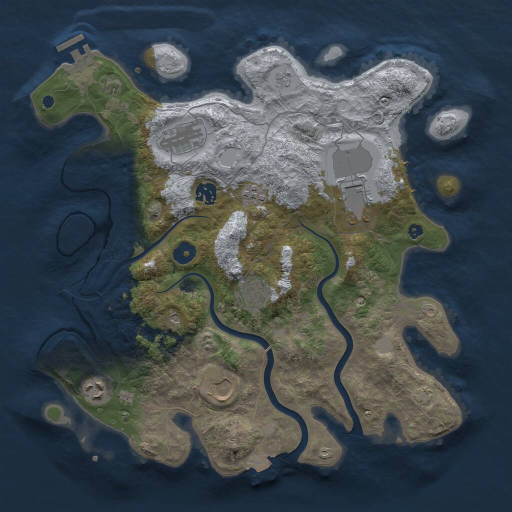 Rust Map: Procedural Map, Size: 3500, Seed: 2086777477, 12 Monuments