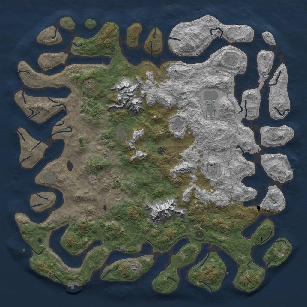 Rust Map: Procedural Map, Size: 6000, Seed: 91724397, 19 Monuments