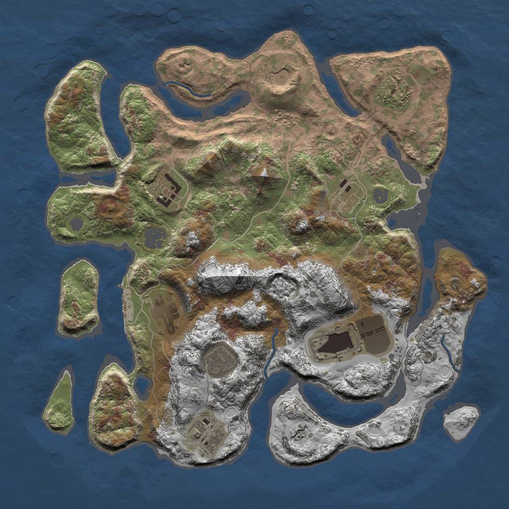 Rust Map: Procedural Map, Size: 3500, Seed: 105934394, 14 Monuments