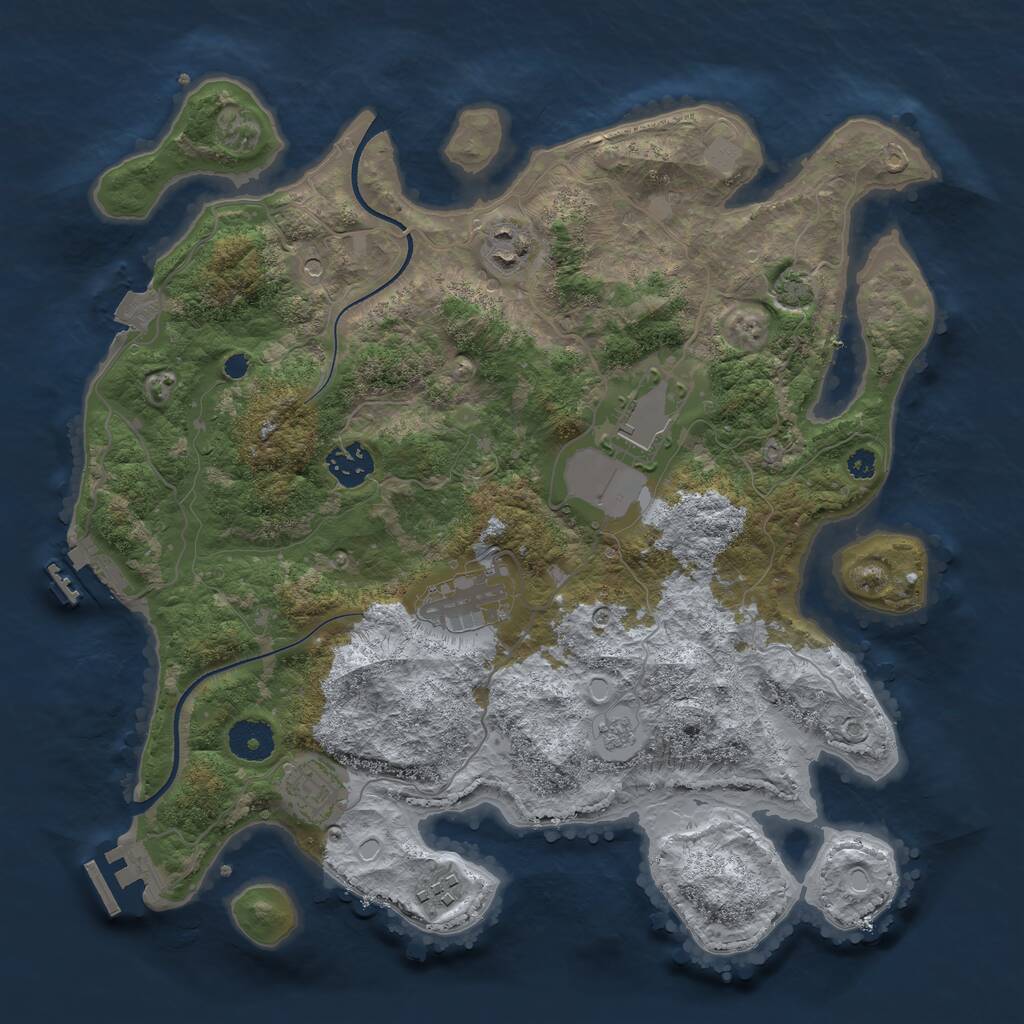 Rust Map: Procedural Map, Size: 3500, Seed: 105934394, 12 Monuments
