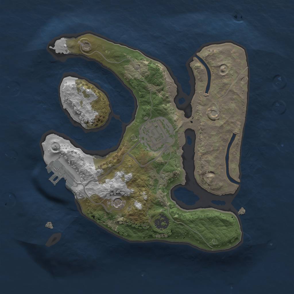 Rust Map: Procedural Map, Size: 2000, Seed: 749561986, 5 Monuments