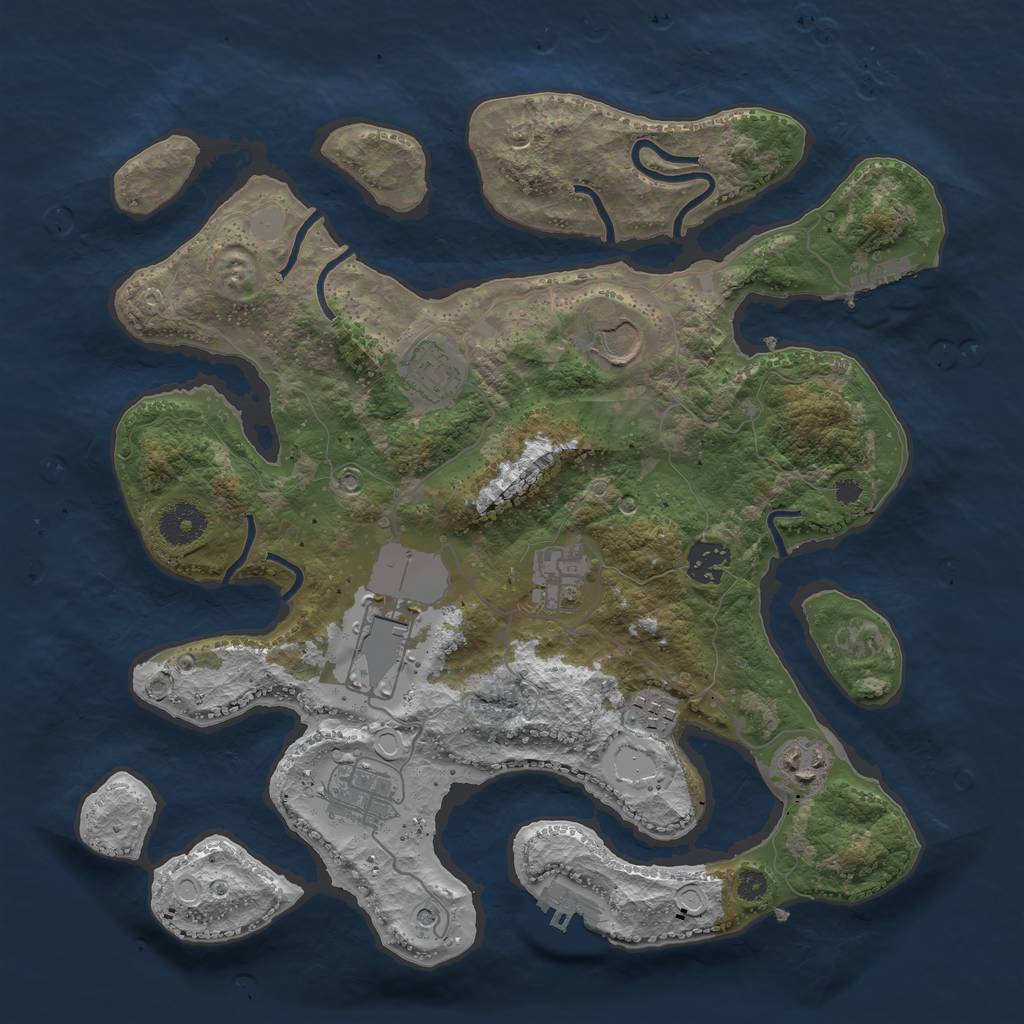 Rust Map: Procedural Map, Size: 3500, Seed: 132606464, 16 Monuments