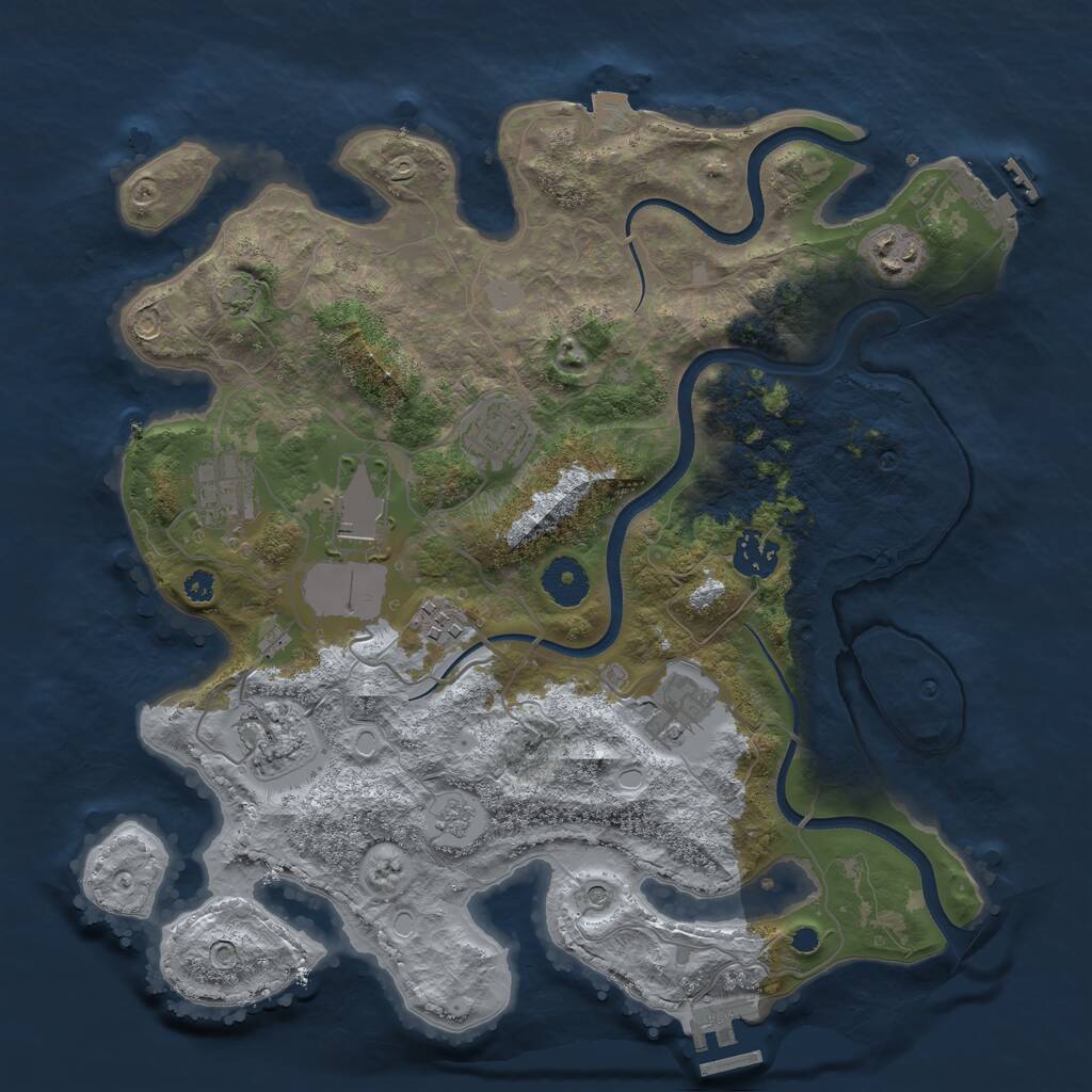 Rust Map: Procedural Map, Size: 3500, Seed: 132606464, 14 Monuments