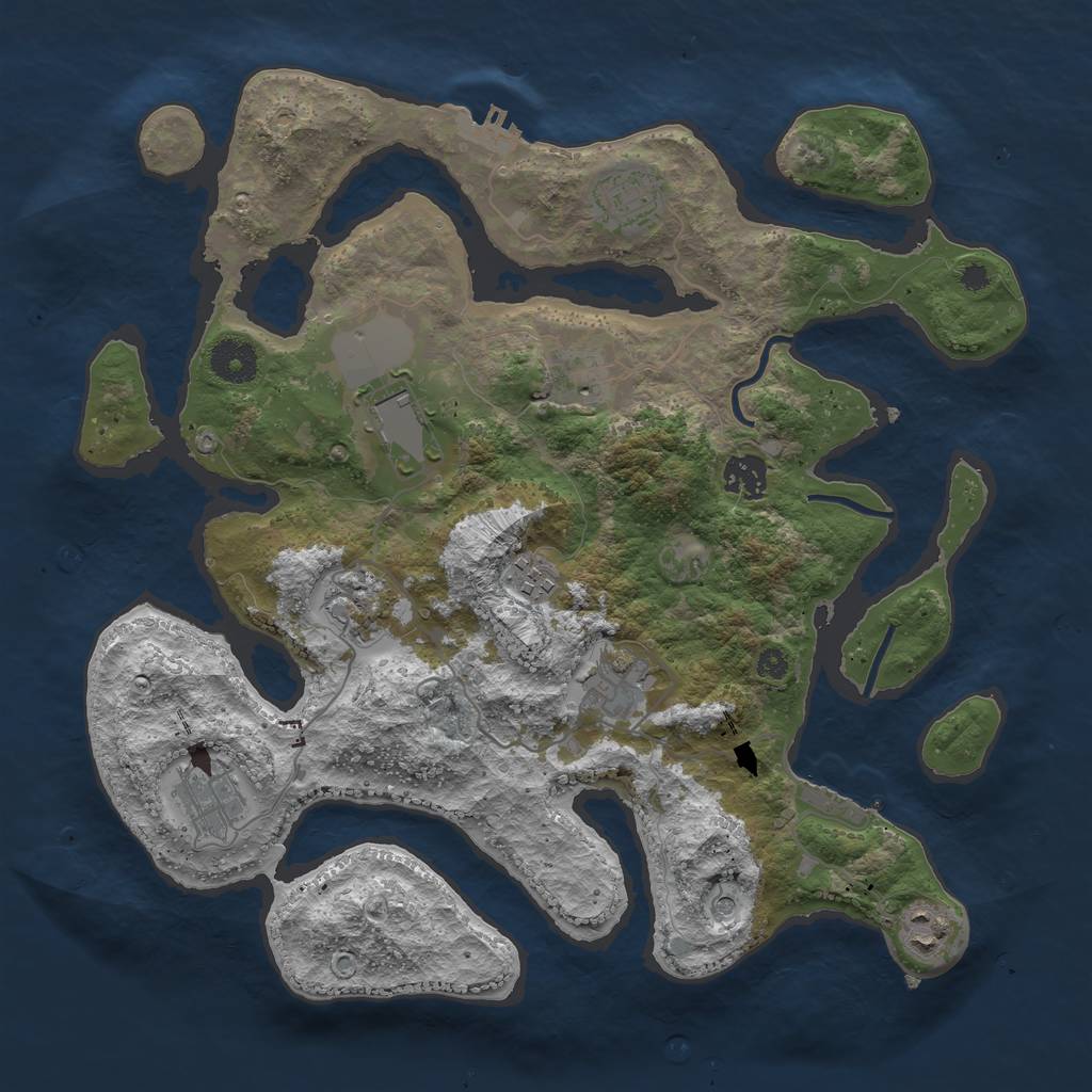 Rust Map: Procedural Map, Size: 3600, Seed: 555409410, 14 Monuments