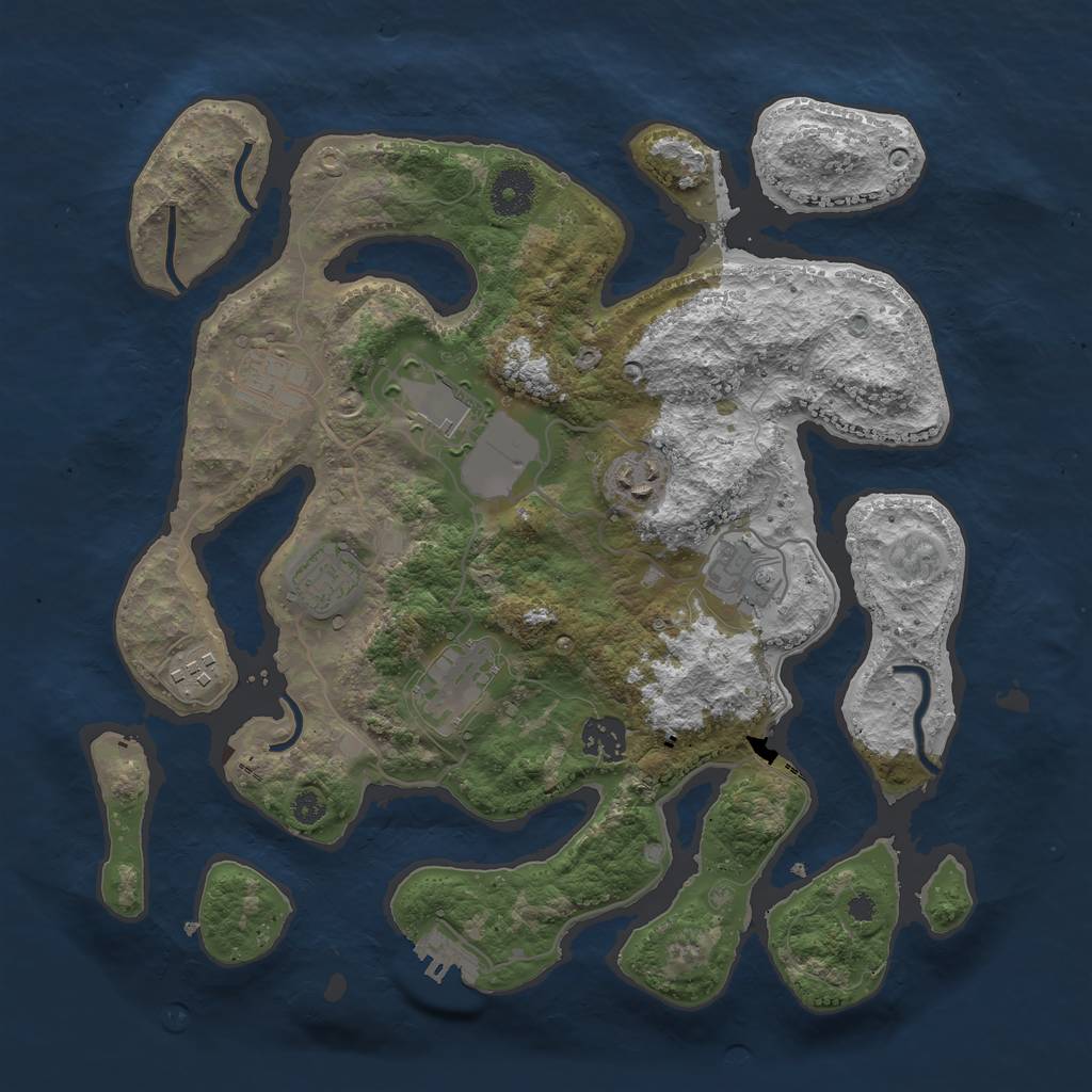 Rust Map: Procedural Map, Size: 3500, Seed: 27737464, 11 Monuments