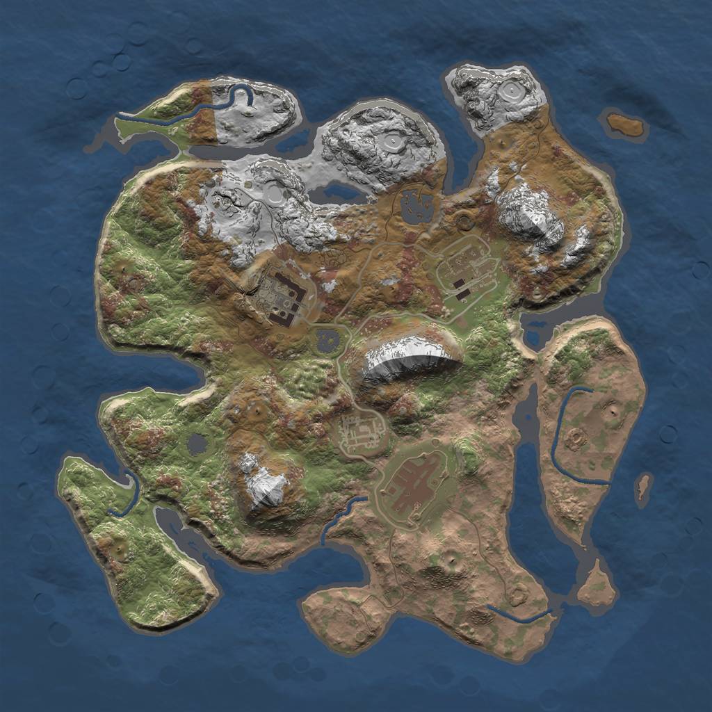 Rust Map: Procedural Map, Size: 3000, Seed: 223804251, 9 Monuments