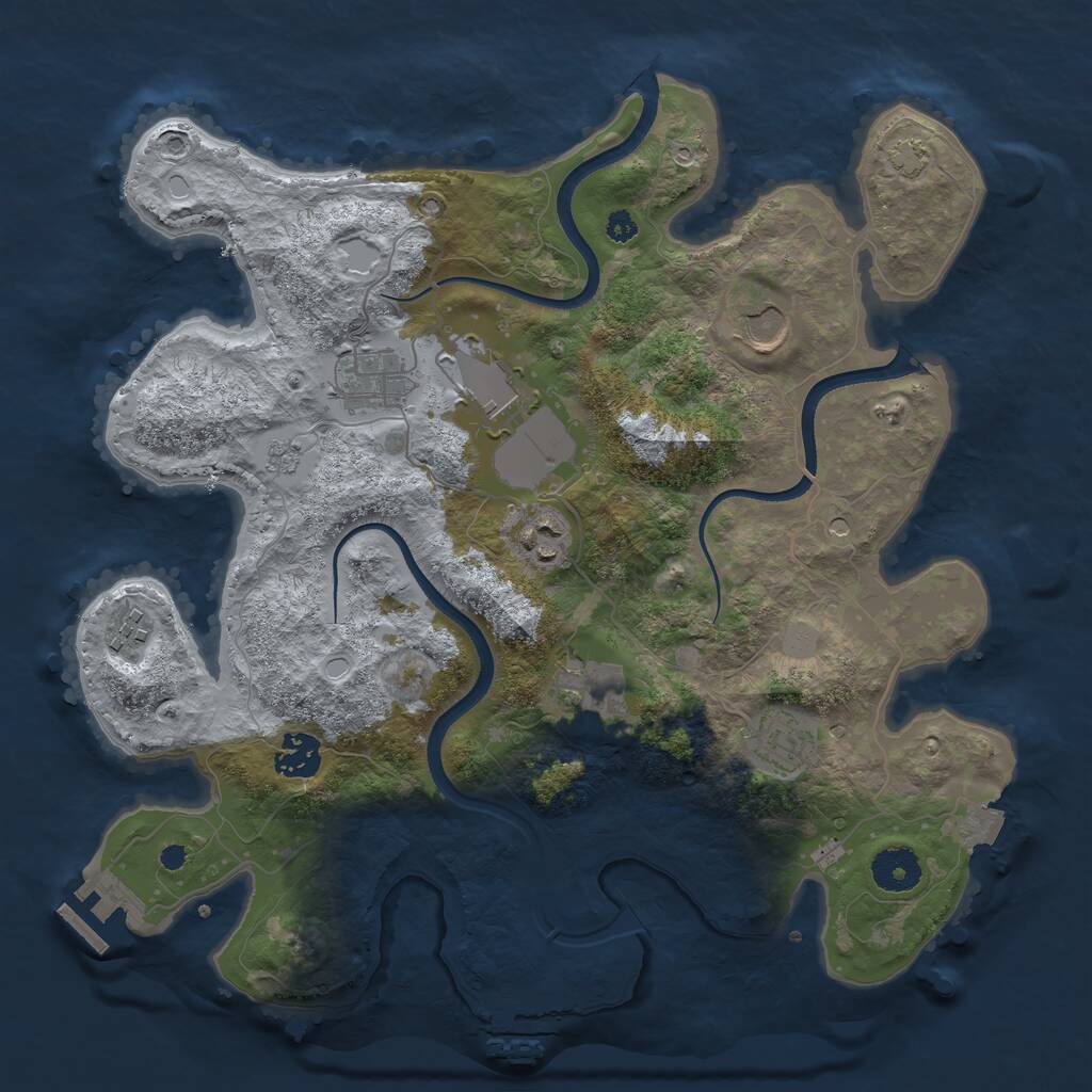 Rust Map: Procedural Map, Size: 3500, Seed: 346993, 14 Monuments