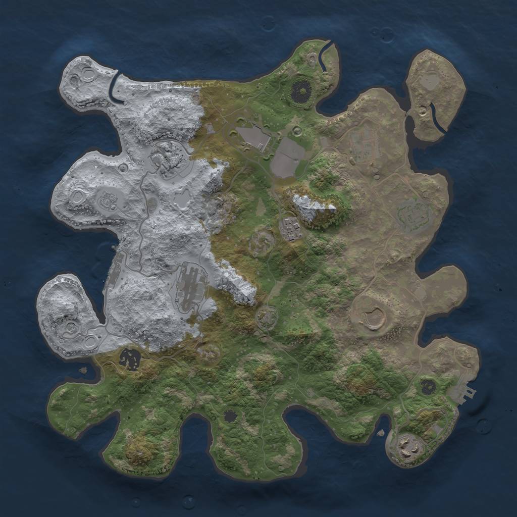 Rust Map: Procedural Map, Size: 3500, Seed: 346993, 17 Monuments