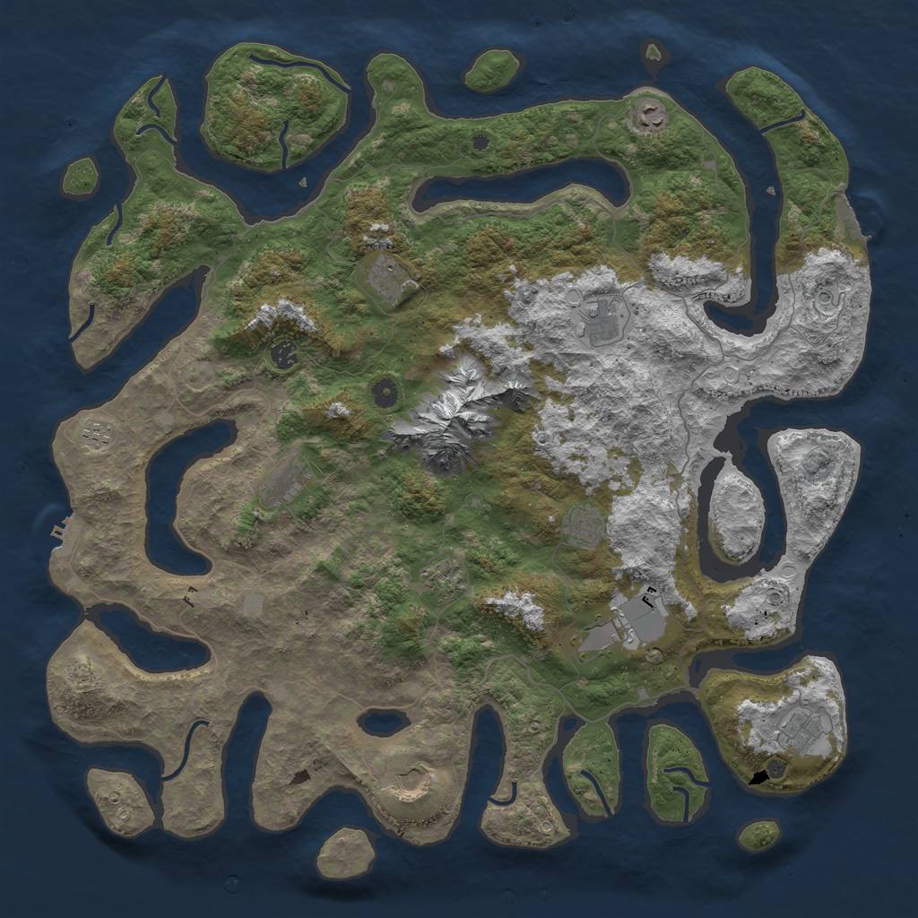 Rust Map: Procedural Map, Size: 5000, Seed: 644230917, 19 Monuments