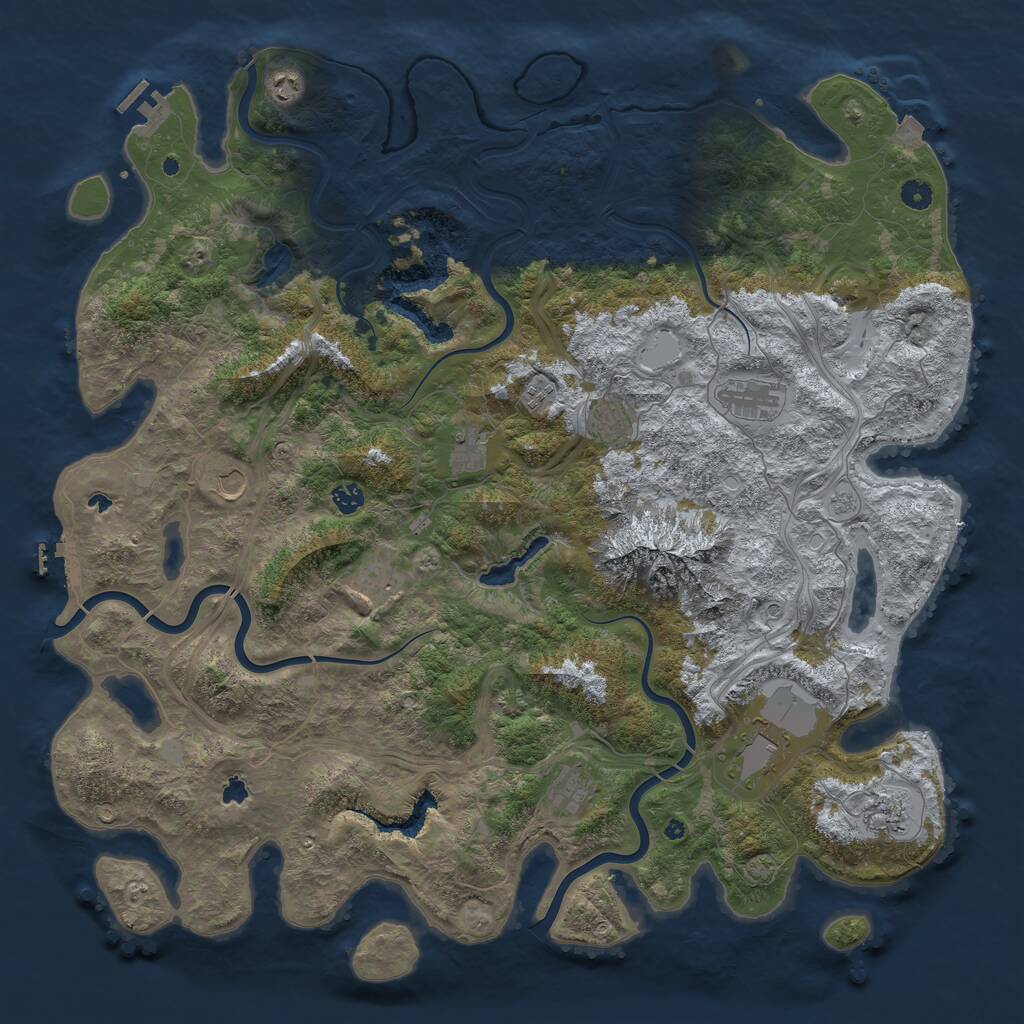 Rust Map: Procedural Map, Size: 5000, Seed: 644230917, 17 Monuments