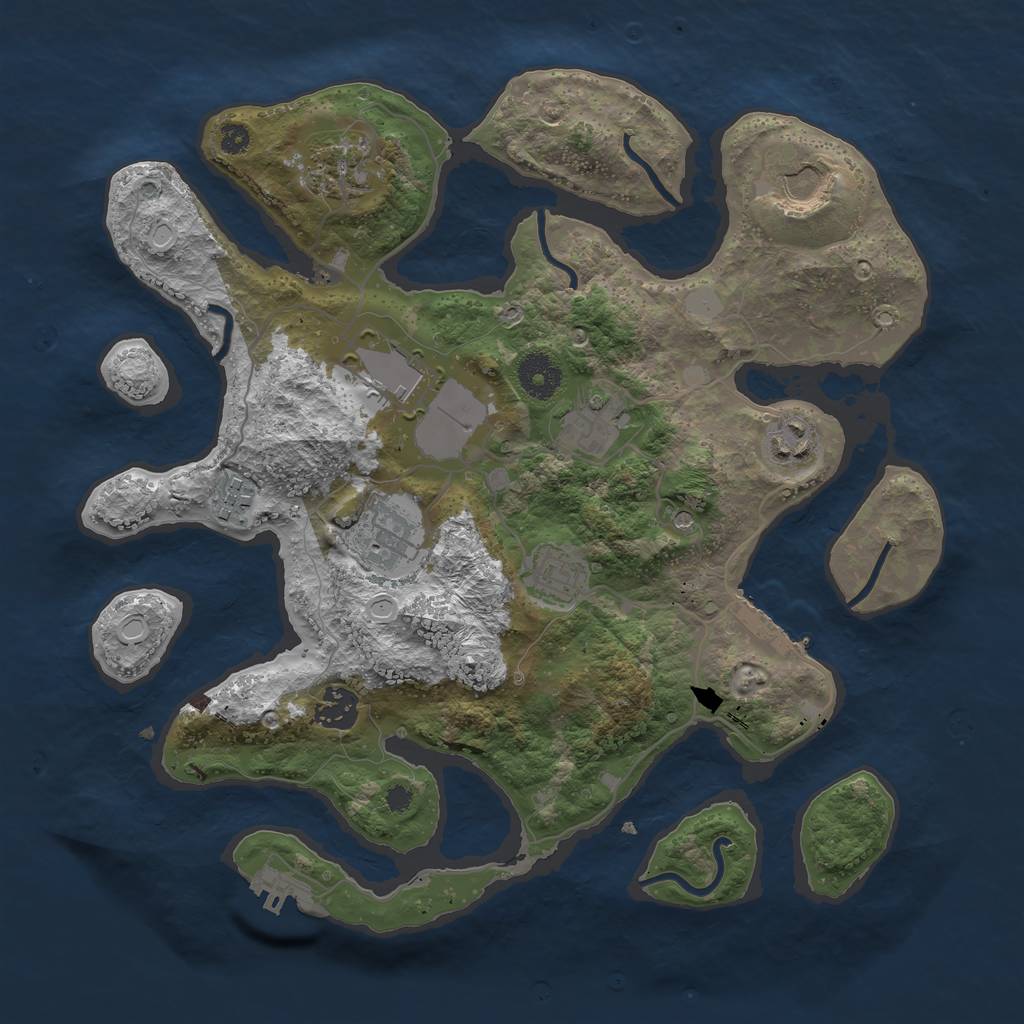 Rust Map: Procedural Map, Size: 3500, Seed: 71449176, 17 Monuments