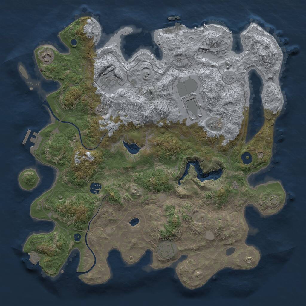 Rust Map: Procedural Map, Size: 4000, Seed: 1946116264, 12 Monuments