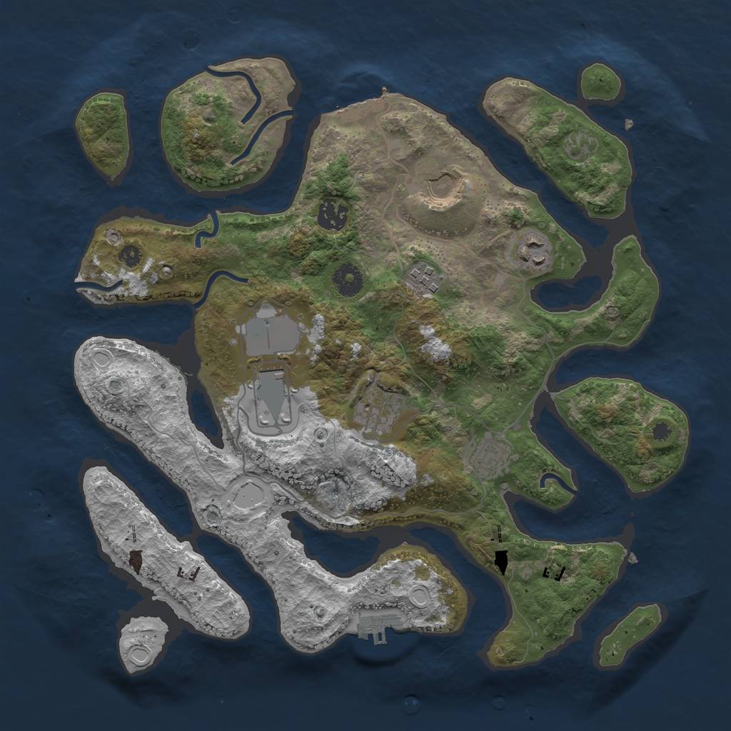 Rust Map: Procedural Map, Size: 3500, Seed: 844319571, 14 Monuments