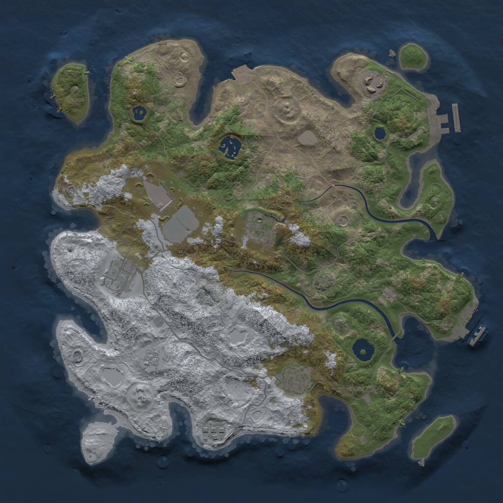 Rust Map: Procedural Map, Size: 3500, Seed: 844319571, 13 Monuments