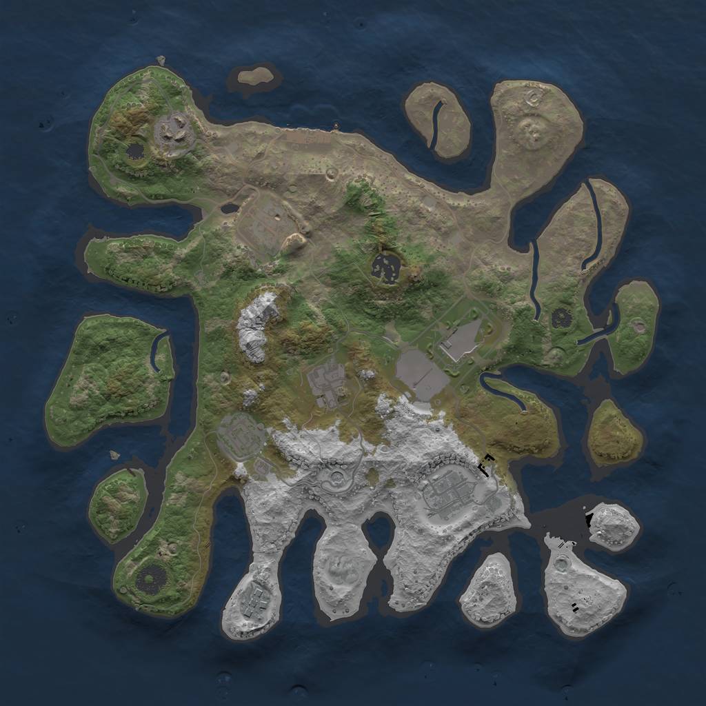 Rust Map: Procedural Map, Size: 3500, Seed: 5193, 12 Monuments