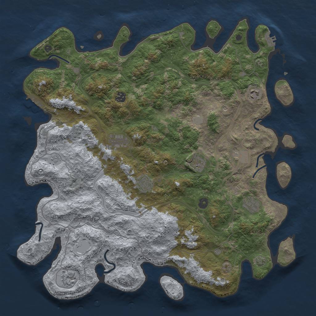 Rust Map: Procedural Map, Size: 4500, Seed: 30705, 17 Monuments