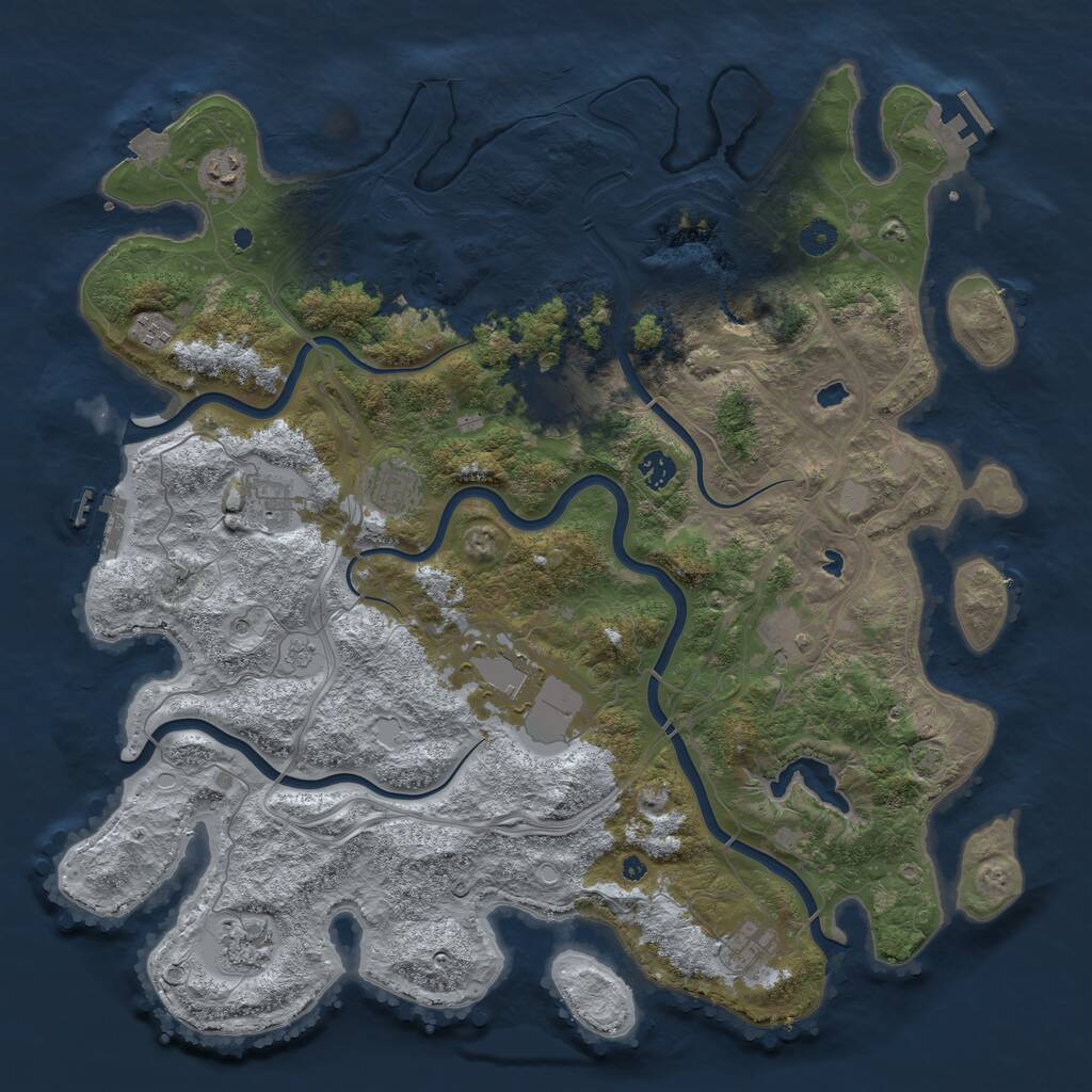 Rust Map: Procedural Map, Size: 4500, Seed: 30705, 16 Monuments