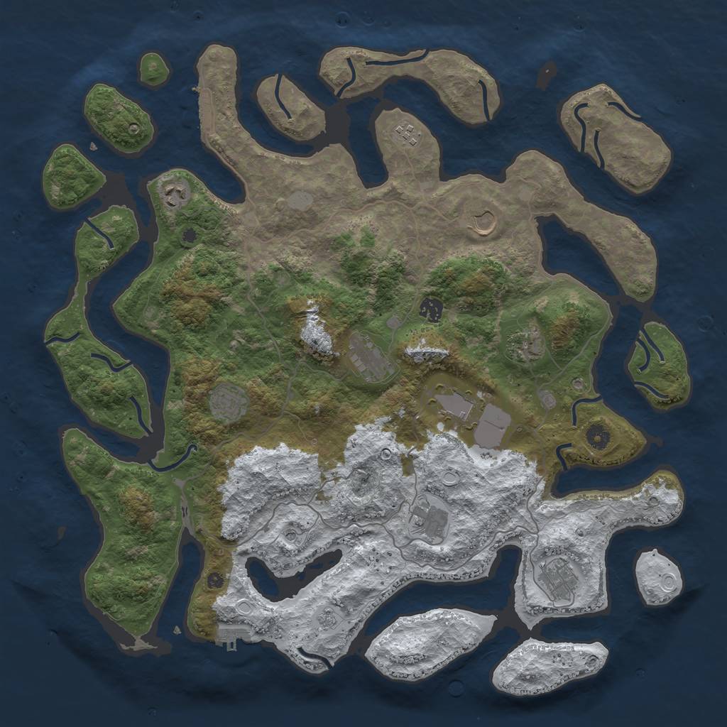 Rust Map: Procedural Map, Size: 4500, Seed: 106123716, 19 Monuments