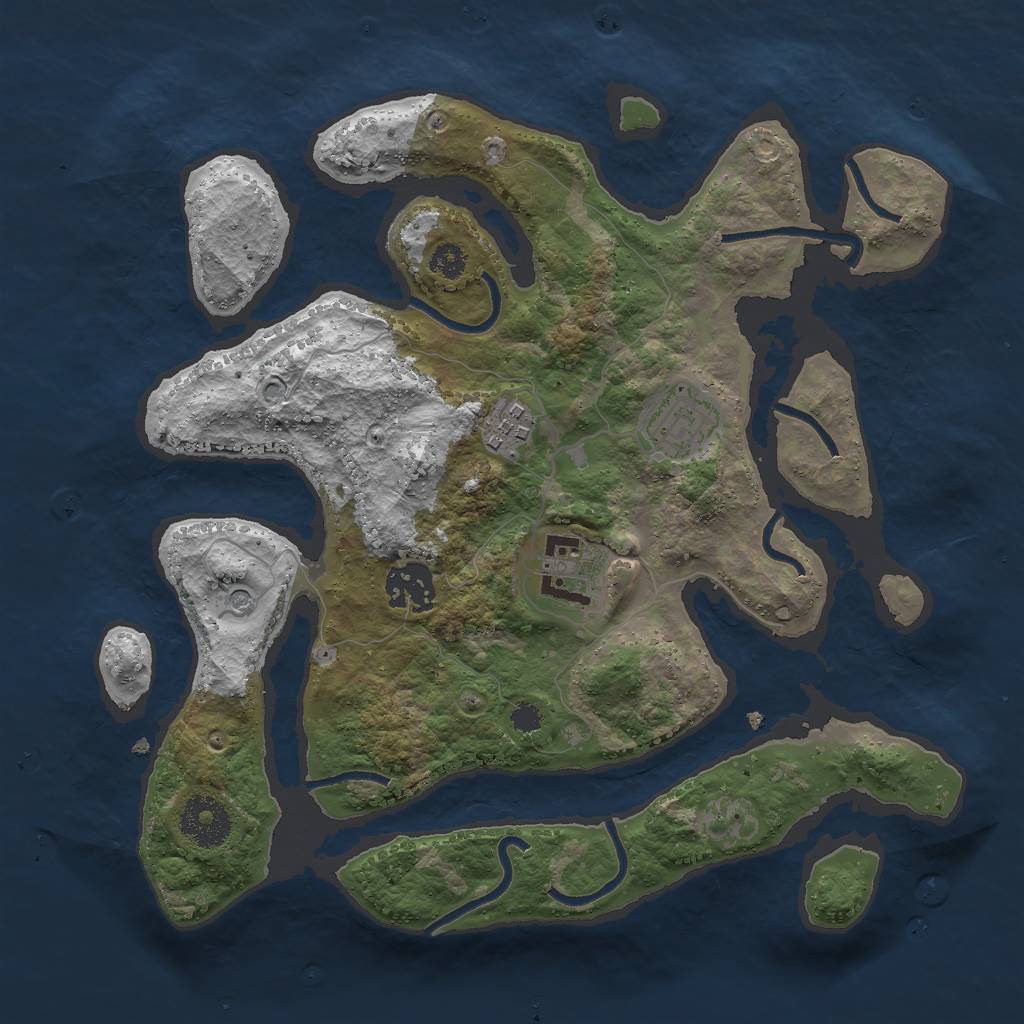 Rust Map: Procedural Map, Size: 3000, Seed: 46421, 7 Monuments