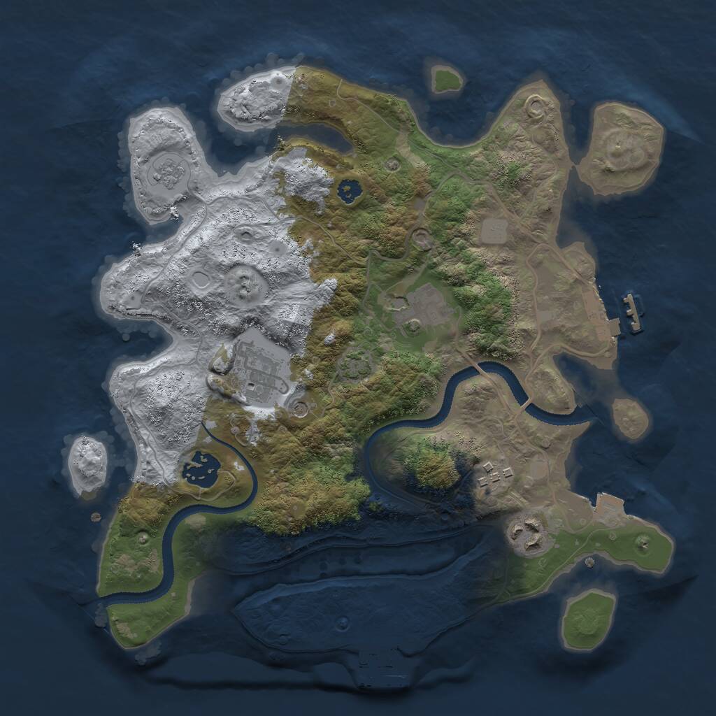 Rust Map: Procedural Map, Size: 3000, Seed: 46421, 11 Monuments