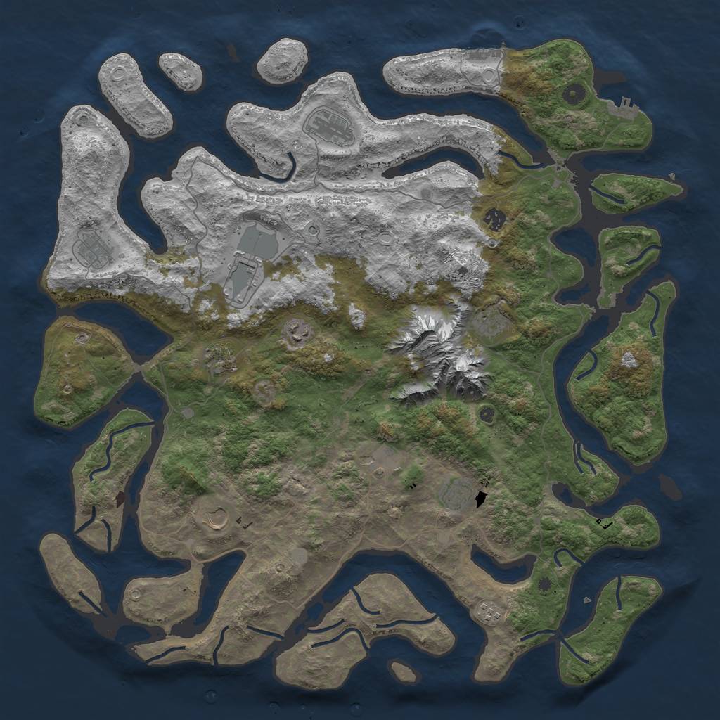 Rust Map: Procedural Map, Size: 5000, Seed: 263425, 19 Monuments