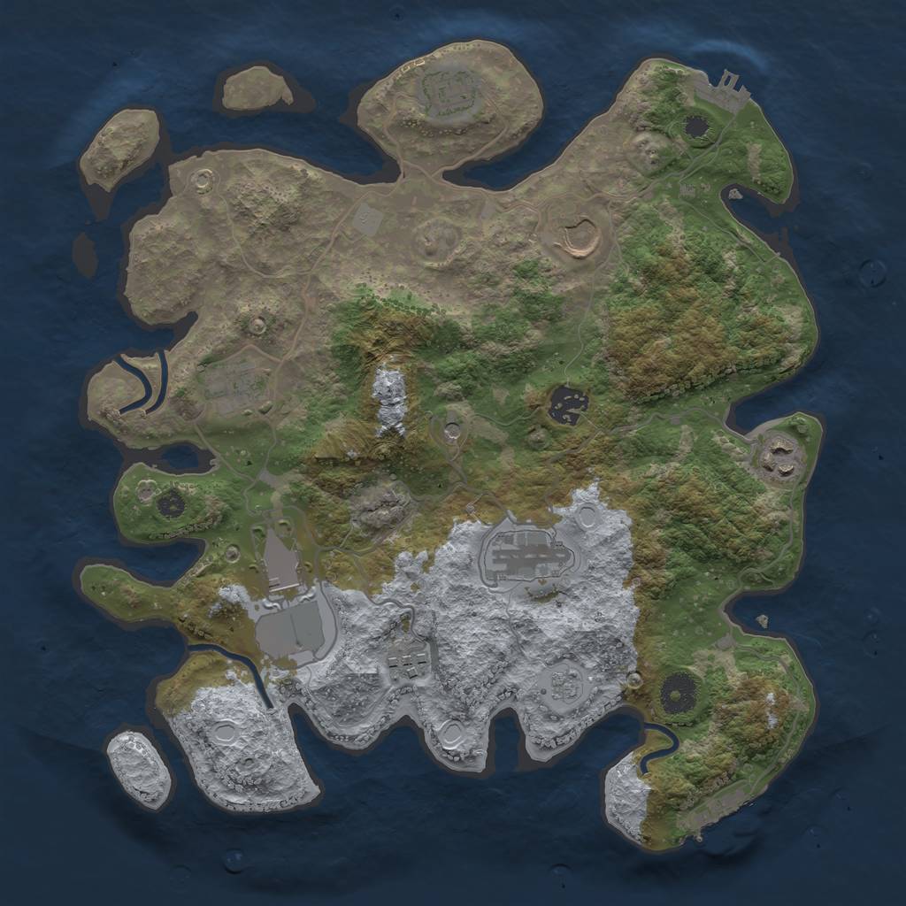 Rust Map: Procedural Map, Size: 3500, Seed: 643523, 17 Monuments