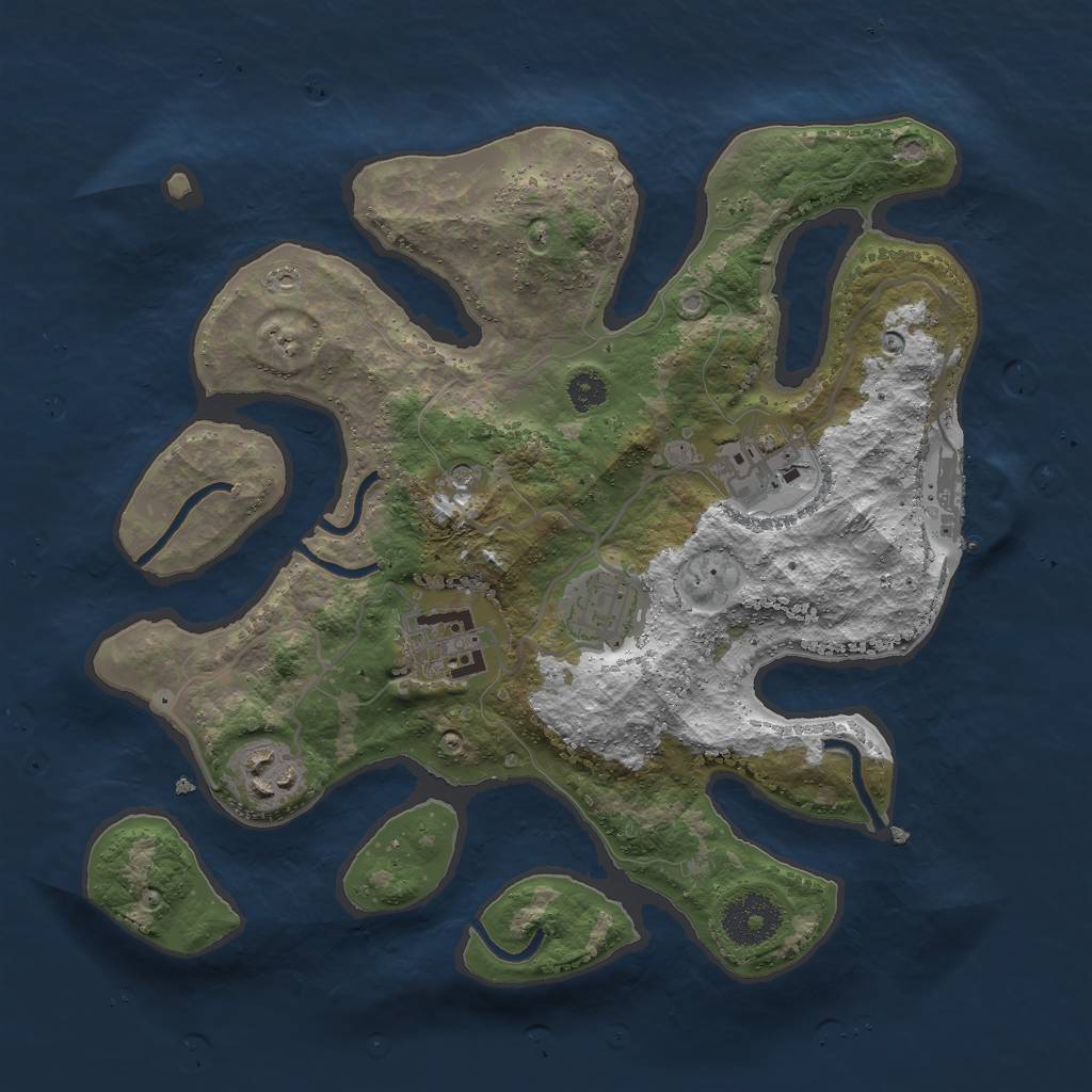 Rust Map: Procedural Map, Size: 3000, Seed: 57463, 8 Monuments