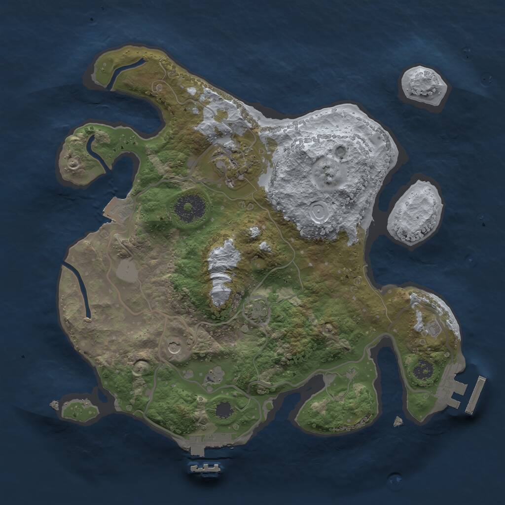 Rust Map: Procedural Map, Size: 2601, Seed: 350005, 6 Monuments