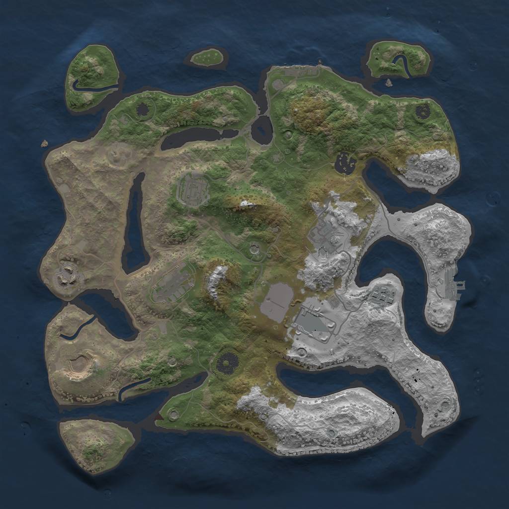 Rust Map: Procedural Map, Size: 3500, Seed: 238437423, 13 Monuments