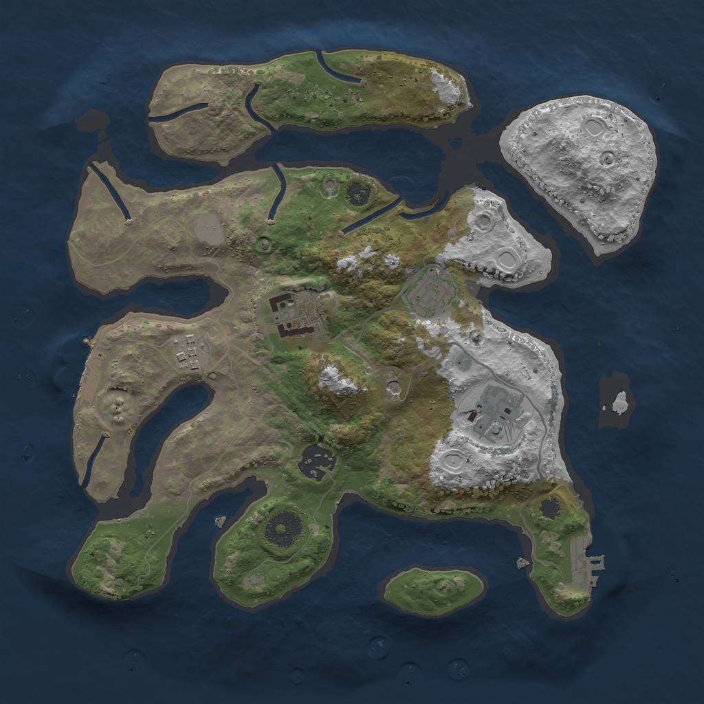 Rust Map: Procedural Map, Size: 3000, Seed: 3948567, 13 Monuments