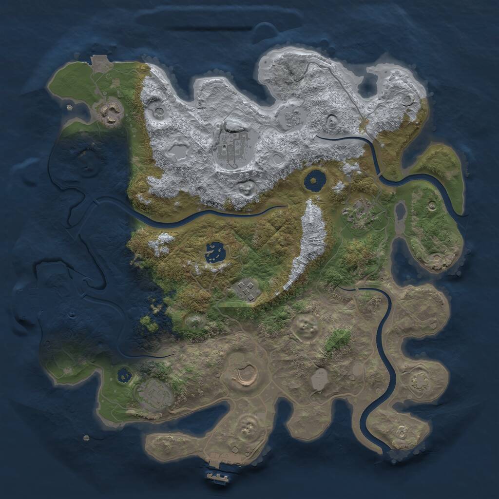 Rust Map: Procedural Map, Size: 3500, Seed: 22234666, 13 Monuments