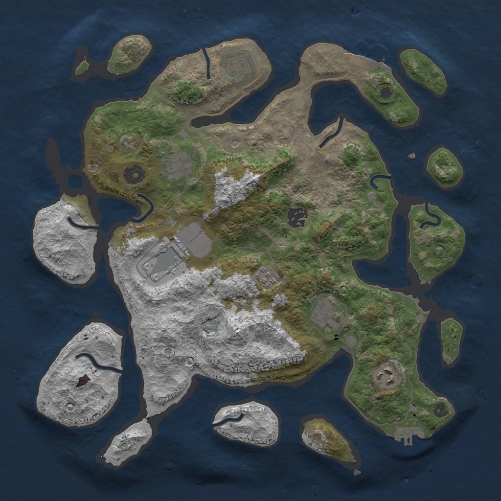 Rust Map: Procedural Map, Size: 3700, Seed: 186775, 12 Monuments