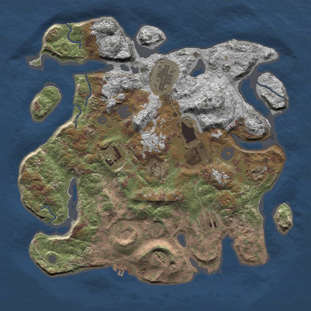 Rust Map: Procedural Map, Size: 3500, Seed: 4720491, 13 Monuments