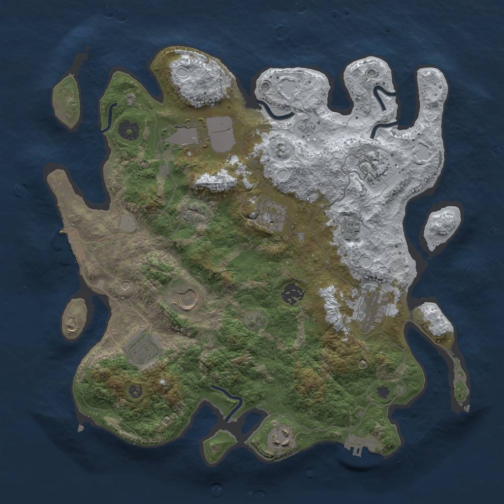 Rust Map: Procedural Map, Size: 3600, Seed: 6061996, 18 Monuments