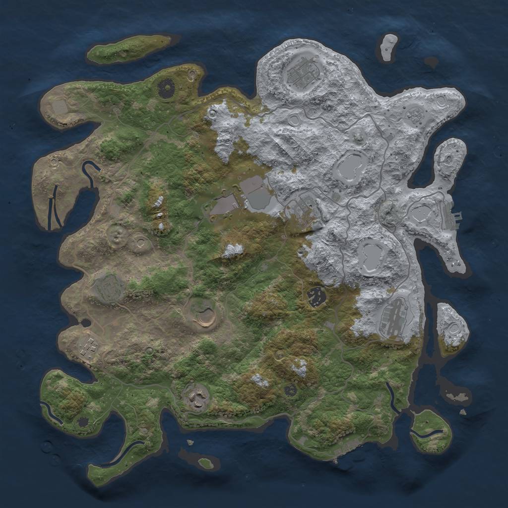 Rust Map: Procedural Map, Size: 4000, Seed: 119369431, 16 Monuments