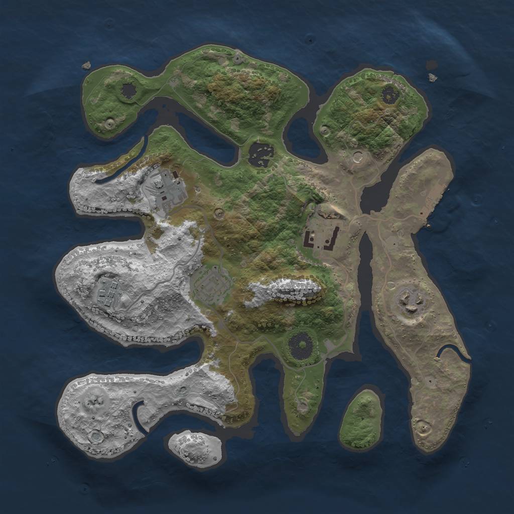 Rust Map: Procedural Map, Size: 3000, Seed: 704108222, 10 Monuments