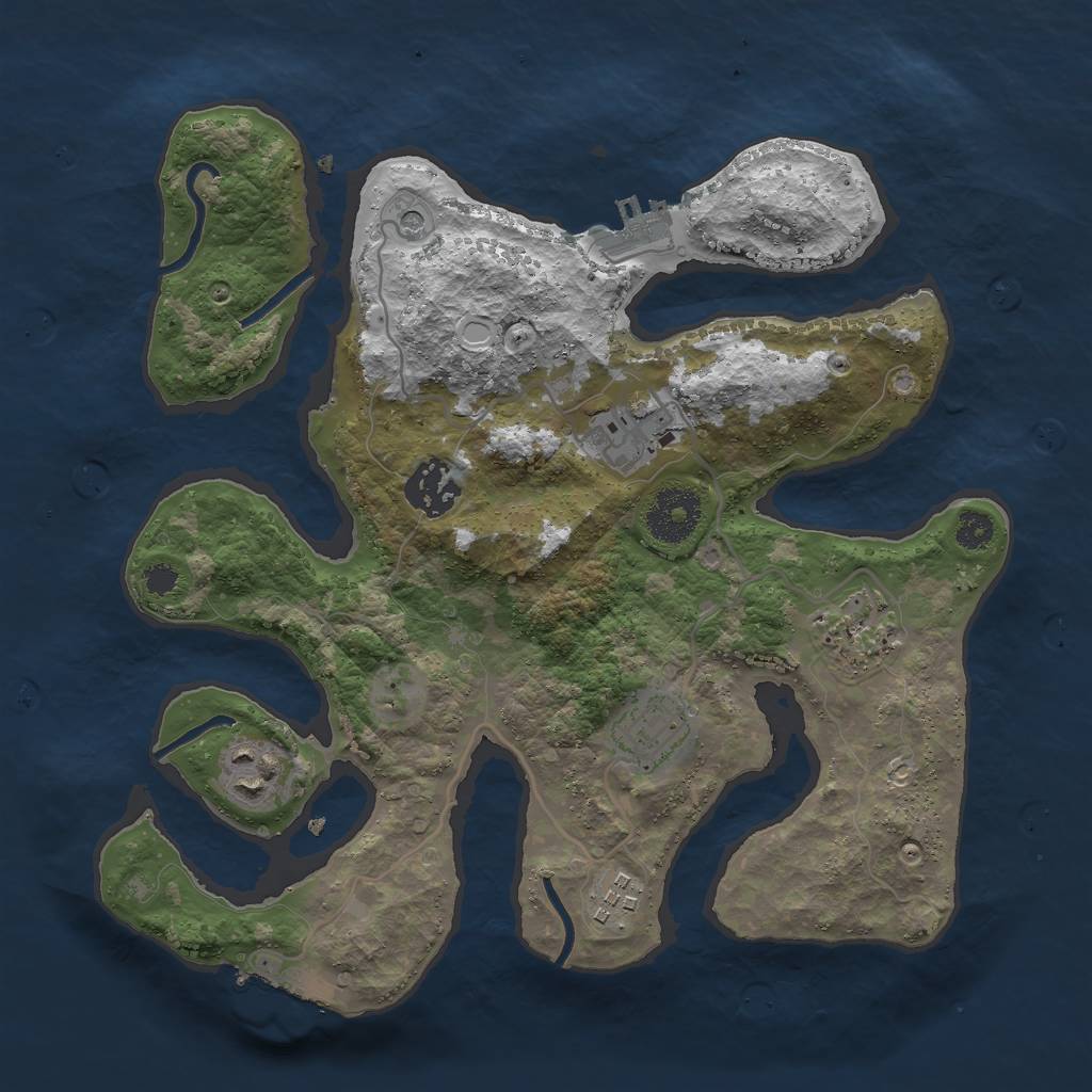 Rust Map: Procedural Map, Size: 3000, Seed: 55868675, 14 Monuments