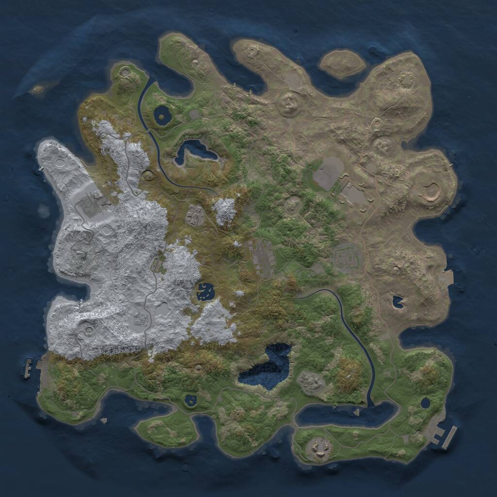 Rust Map: Procedural Map, Size: 4000, Seed: 20189, 14 Monuments